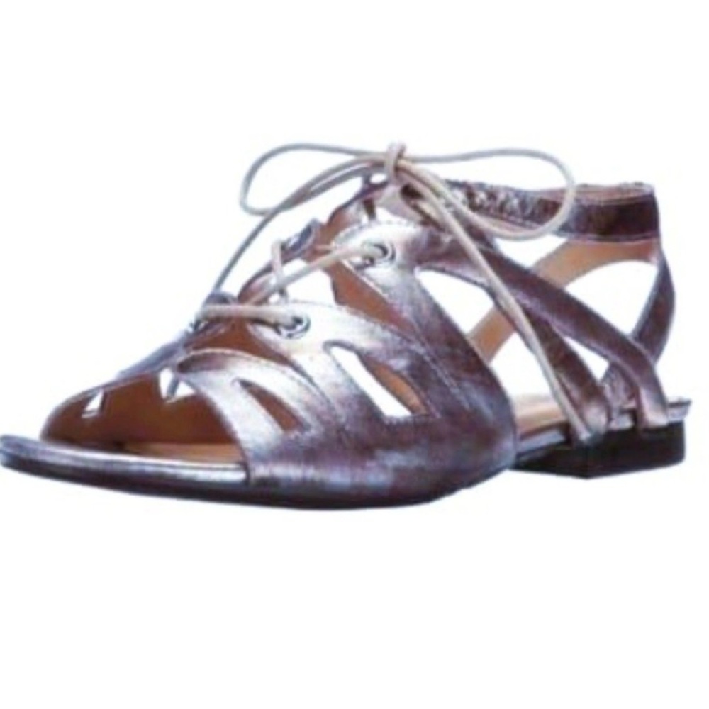 Vaneli Silver Leather Strappy Dress Sandal - good Used flats 7.5m lace up - Picture 8 of 8